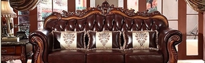 Sofá de diseño de lujo de 6 plazas en madera de teca, tallado a mano, adecuado para cama o sala de estar, 3 + 2 + 1 con mesa de centro - Product Image 3