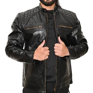 <b>Men's</b> High Quality Genuine Leather Stand Collar Motorcycle Jacket Winter Casual <b>Zipper</b> <b>Cardigan</b> - Product Image 1