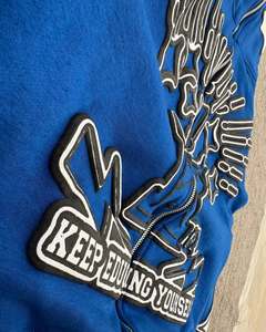 Sweat à capuche Streetwear pour hommes Keep Going Not Yours Sweat à capuche bleu zippé Veste à capuche graphique surdimensionnée Sweat décontracté à la mode - Product Image 3