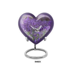 Urnas de recuerdo de corazón de aluminio de pájaro de Corazón Púrpura hermoso de alta calidad con soporte - Product Image 4