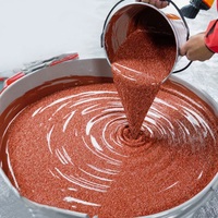 Revêtement de sol auto-nivelant en résine époxy liquide à effet marbre rouge, antidérapant et résistant à l'usure, avec sable coloré
