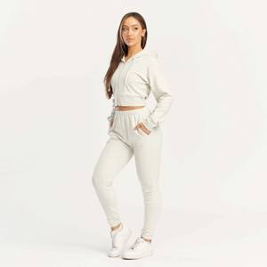 Joggers para mujer, Top corto de 2 piezas, conjunto de pantalones de dos piezas, ropa de otoño, conjunto de chándal para mujer, pantalones de chándal apilados para mujer - Product Image 1