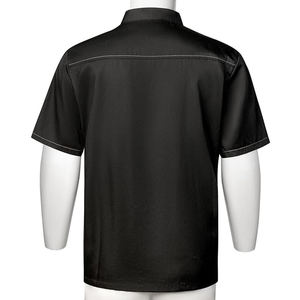 แจ็กเก็ตเครื่องแบบครึ่งแขนเสื้อทำจากโพลีเอสเตอร์สำหรับเชฟตัวปิดกระดุมสำหรับร้านอาหารและโรงแรม - Product Image 4