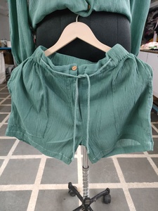 Natural Organic Summer Cotton Breezy Front Button Sand Beaches Women Cord Set Boho Ladies Lace Decorated Blouse & Shorts Combo - Product Image 4