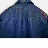 Veste en cuir d'autruche véritable pour homme sur mesure, veste bomber en cuir d'autruche véritable bleu de luxe, vêtements d'extérieur OEM