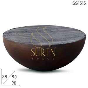 Mesa de centro de madera maciza industrial india con diseño de mesa de centro de muebles de sala de estar de diseñador comercial de metal desgastado - Product Image 4
