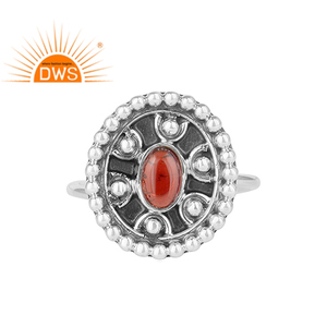 Best Selling oxidized sterling <b>silver</b> natural <b>Garnet</b> gemstone stackable <b>ring</b> jewelry manufacturer - Product Image 1