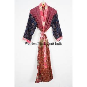 Robe kimono maxi élégante de style vintage en soie avec motif floral, séchage rapide et respirante pour femmes, vente en gros de kimonos - Product Image 2