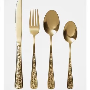 Mango de madera de bambú de diseño de acero inoxidable, juego de cuchillos dorados de boda de lujo y tenedor de cuchara, cubiertos dorados - Product Image 6