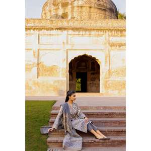 Traje de Verano Casual de 3 Piezas en Corduroy Gris con Estampado a Bloques para Mujer - Product Image 5