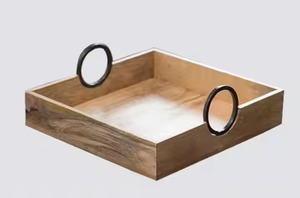 Plateau rectangulaire en bois fait main de couleur naturelle avec poignée pour la décoration de restaurant et de maison-Direct by decor impex - Product Image 4