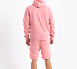 Vêtements personnalisés en gros 100% coton en rose Ensemble sweat-shirt et short pour homme Deux pièces Ensemble court en coton respirant - Product Image 6