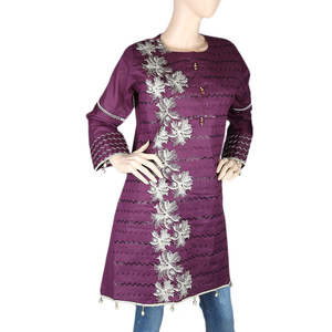 Kurti court brodé pour femmes - Violet - Product Image 1