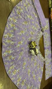 Designer Wedding Wear 4 meter <b>flared</b> Thread <b>Sequins</b> Work Heavy Organza Silk Lehenga - Product Image 5