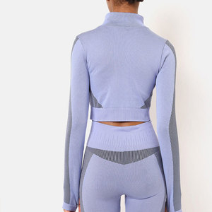 Women's <b>Summer</b> Training Base Layer <b>Top</b> Contour Fit Zip-Up Ribbed Knit Streetwear with Zip-Up Feature T-Shirts - Product Image 4