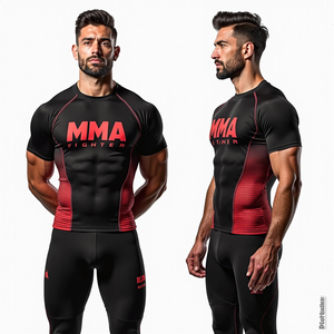 MMA Rash Guard manga larga compresión ajuste Anti UV tela estiramiento entrenamiento desgaste inspirado en Kimono De Jiu Jitsu estilo - Product Image 1