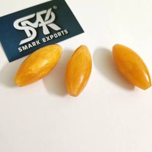 Perles ovales en résine ambre brillante lisse pour collier de bijoux faits à la main et accessoires de perles de bricolage artisanal - Product Image 4