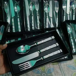Juego de Cubiertos de acero inoxidable con Incrustaciones de nácar de lujo, cubiertos personalizados con acabado espejado para el hogar y el comedor del hotel - Product Image 1