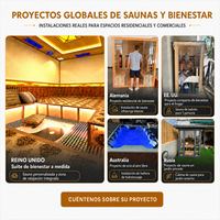 PLOUTARA Sauna extérieur moderne en cèdre cubique avec poêle à sauna, infrarouge lointain, verre trempé, LED, écologique, pour projets