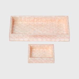 High Quality Pastel Color Mother of Pearl Bathroom <b>Tray</b> Set Handcrafted 2-Custom Size Wood MDF Direct Wholesale From Vietnam - Product Image 3