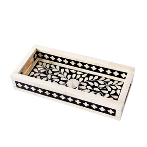 Bandeja de servicio con incrustaciones de hueso más solicitada para decoración del hogar bohemio o fiestas y uso de invitados de alojamiento disponible a granel - Product Image 5