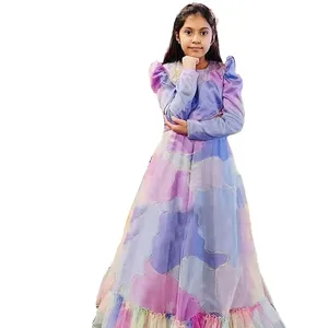2024 latest Popular short sleeve Hot Sale Lace Long Birthday Party Gowns For Formal Kids Girls
