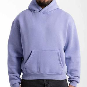 Sweat à capuche oversize à épaules tombantes de haute qualité, en molleton français uni, sweat à capuche court, sweat à capuche en coton uni, fabricant de sweat à capuche boxy, 500 GSM - Product Image 4