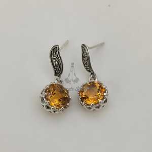 Boucles d'oreilles pendantes en argent sterling et citrine, style bohème, bijoux de mariage et de fête, pierre de naissance de novembre - Product Image 6