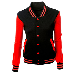 Women's Knitted <b>Varsity</b> <b>Jacket</b> Long Sleeve Regular Length Casual Breathable Custom Color Genuine Leather Shell <b>Plain</b> Dyed - Product Image 1