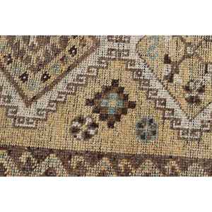 Grand tapis turc vintage de 4,5 x 9,8 pieds, tapis en laine marron patchwork - Product Image 5