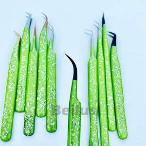 Pinzas de pestañas curvas con punta de fibra profesional Herramientas de extensión de pestañas de acero inoxidable para Salon & Techs - Product Image 6
