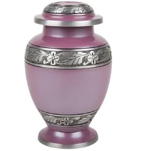 Wholesale Custom Metal Urns With Purple Enameled Finished Funeral Cremation Urn For Adult Men Women Ashes Humans Ashes