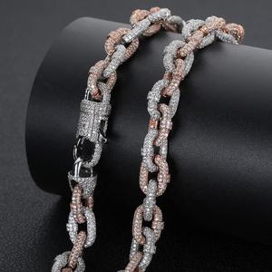 20 MM Miami Cuban Chain Necklace Iced Out moissanite Diamond Silver / rose Gold Plated Necklace Fashion Jewelry for Party - Product Image 5