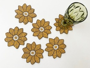 Handmade Luxury <b>Beaded</b> Embroidery Coasters Handcrafted India Glass <b>Plastic</b> Material Wedding Plant Design Eco-Friendly - Product Image 3