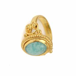 Latest Fashion Brass Oval Amazonite Gold Plated Gemstone Wedding Women Jewelry Ring Designer Handmade <b>Gift</b> for <b>Girls</b> and Women - Product Image 3