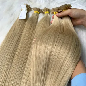 Groothandel Haarverkoper Cuticula Uitgelijnd Maagdelijk Ruw Menselijk Haar Keratine Pre Gebonden Platte Punt Blonde Hair Extensions