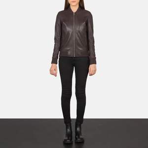 Blouson bombardier professionnel en cuir marron de haute qualité à col montant design hiver décontracté OEM Service de vente en gros disponible - Product Image 5