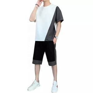 T-shirt pour homme en coton éponge délavé Short d'été sur mesure Ensemble t-shirt et short délavés à l'acide pour homme - Product Image 1