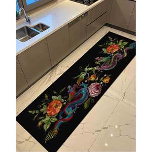 Floral Dragon <b>Runner</b> Rug: Japanese Art, Non-Slip <b>Hallway</b> <b>Carpet</b>,Chenille Rug - Product Image 1