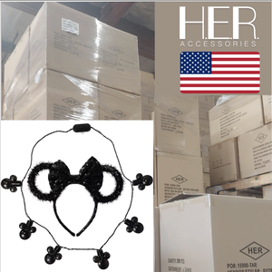 Lot de 150 serre-têtes Minnie Mouse en guirlande scintillante avec collier LED, marque HER, à sequins, pour femmes, stock entrepôt Chine - Product Image 1