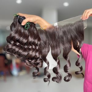 Bonne Qualité Cheveux Bruts Rebondissants Brun Couleur Vietnamien Extensions de Cheveux Humains Frontal et Bundles Ensemble 2025 - Product Image 3