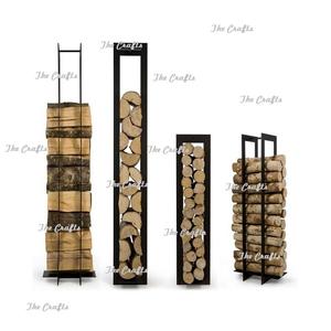 Porte-bûches en fer noir robuste, taille et forme personnalisées, pour usage extérieur et intérieur - Product Image 2