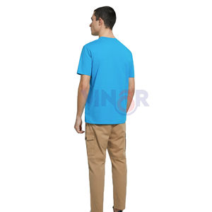 Venta al por mayor personalizado hombres Jersey 100% algodón camiseta cuello redondo manga corta transpirable liso teñido antiarrugas camiseta - Product Image 4