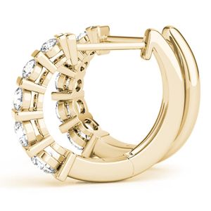 Pendiente de aro de corte redondo con barra de diamante para mujer - Product Image 2