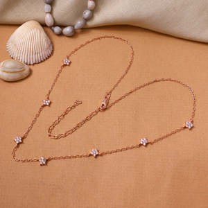 Collar de Estrella con Cuentas Chapado en Oro Rosa con Diamantes de Imitación para Mujer, Joyería de Moda, Regalos - Product Image 1