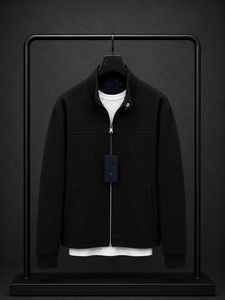 <b>Men's</b> <b>White</b> Cotton Puffer <b>Jacket</b> Stand Collar Zipper Closure Casual Knitted Solid Color Winter Wear Waterproof Nonwoven Front - Product Image 1