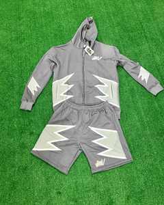 High Quality Custom Men's Windbreaker <b>Short</b> Set Relaxed Fit Breathable Windbreaker Nylon Tracksuits Set Solid for Summer - Product Image 5