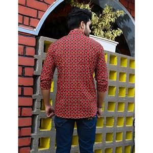 Chemise décontractée 100 % coton imprimée pour homme, manches longues, motifs floraux et pois, tissu popeline Oxford respirant, taille XL, offre ODM - Product Image 5