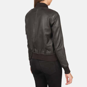 Chaqueta Bomber Ava Ma-1 con Cuello Alto en Cuero Marrón para Otoño - Product Image 5