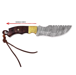 Cuchillo de Caza Damascus, Hoja Fija de Alta Resistencia, Filo Afilado, Mango de Madera Personalizable, para Campismo y Uso Diario, OEM - Product Image 2
